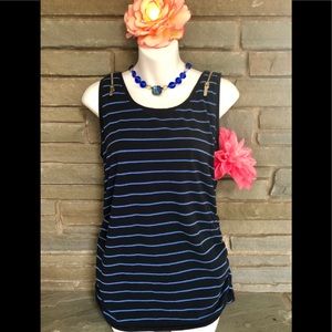 Michael Kors zipper sleeveless tank gathered sides